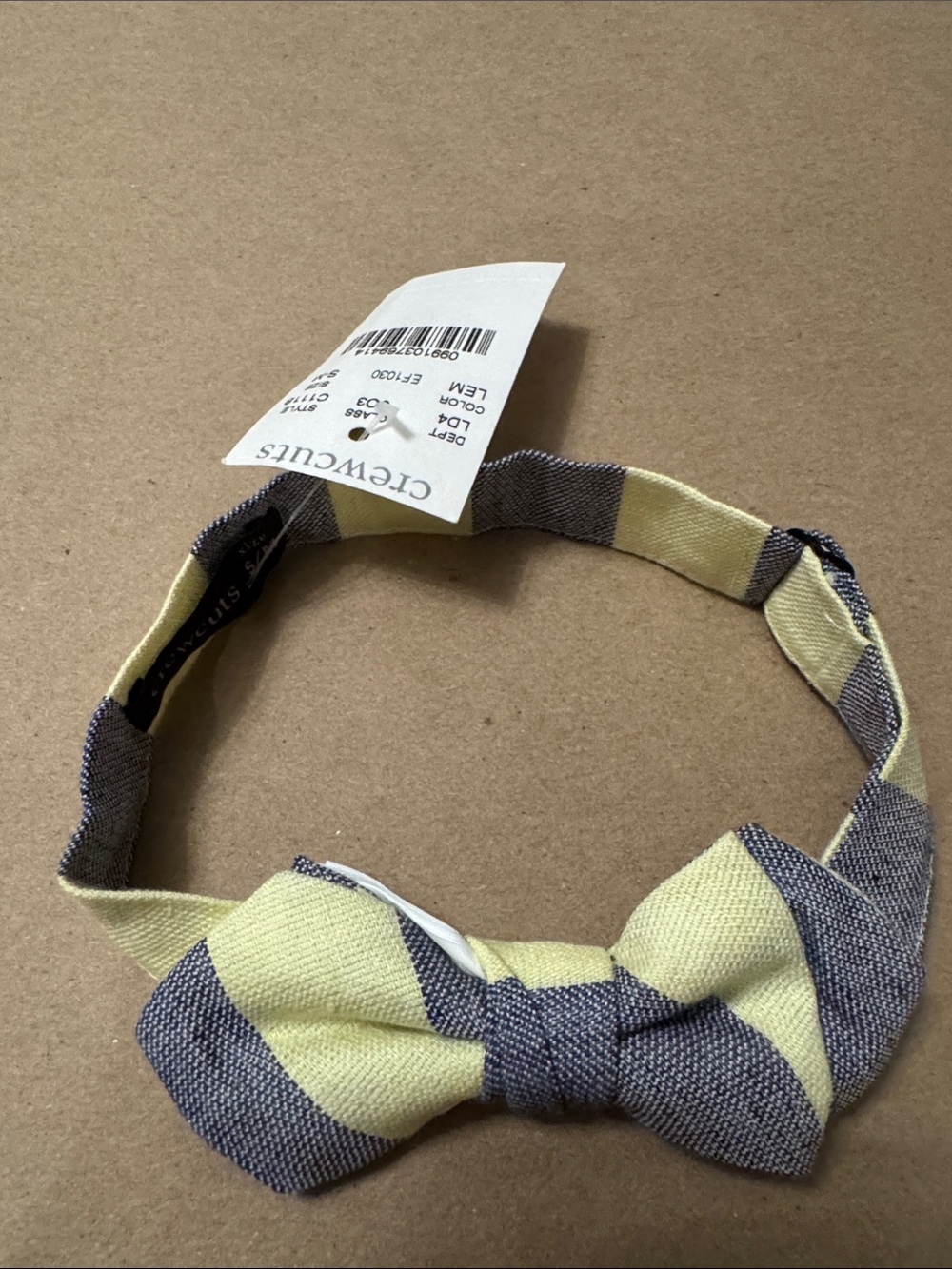 Crewcuts Boys s/m Adjustable Yellow and Gray Striped Kids Bow Tie